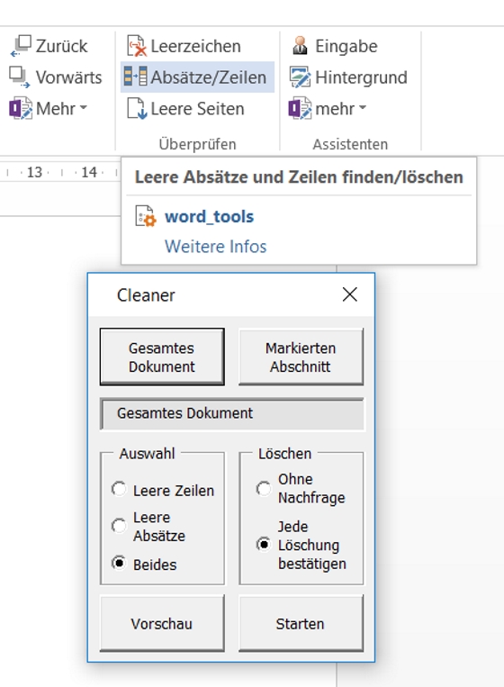 Leere Absätze und leere Zeilen