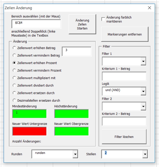 Änderungen von Zahlen