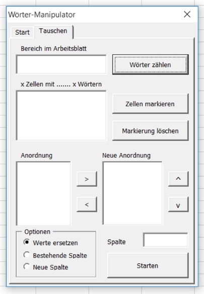 Änderungen von alphanummerischen Angaben