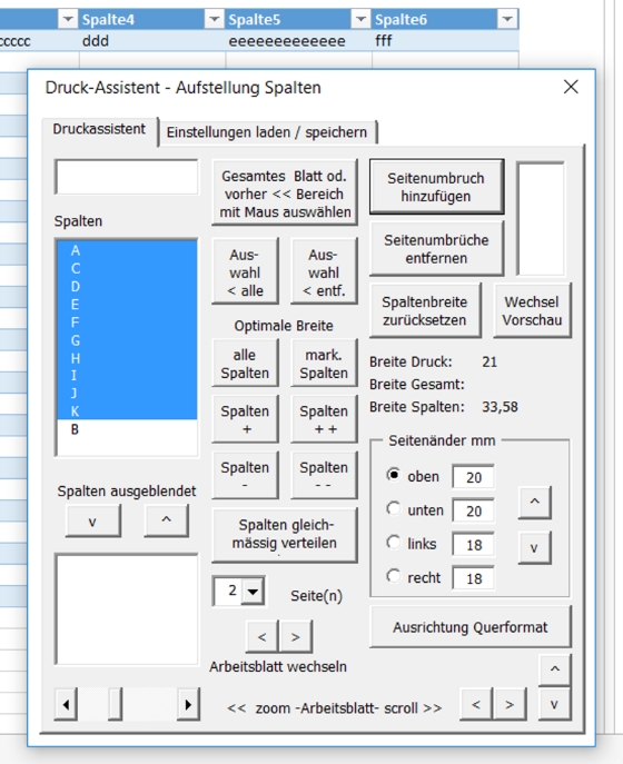 Tabellen-Druckassistent