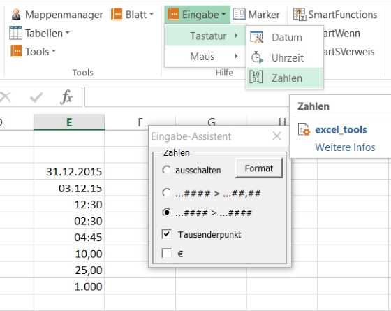 Eingabehilfe "Zahlen"