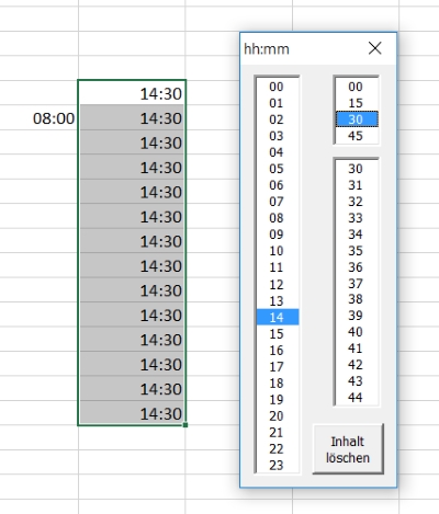 Eingabehilfe "Uhrzeit"