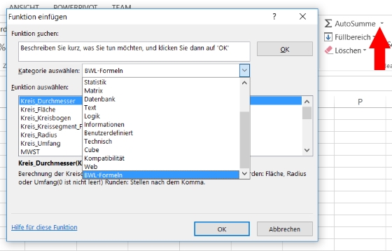 UDF bei den Funktionen