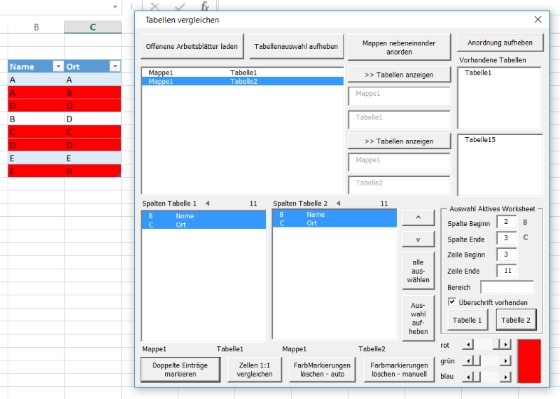 Tabellen vergleichen